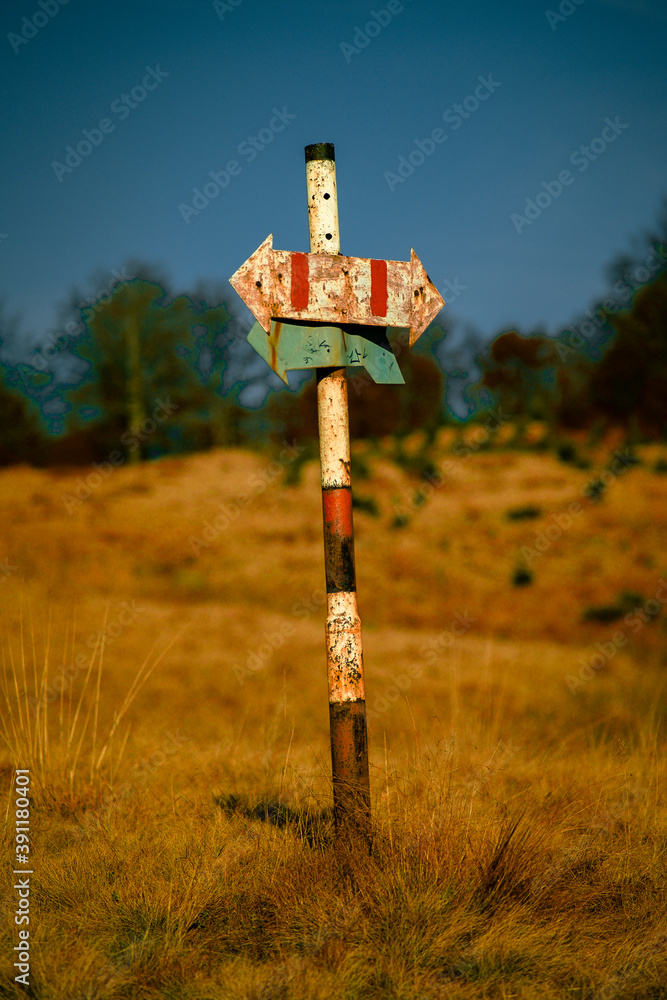 Crossroads sign at the mountain