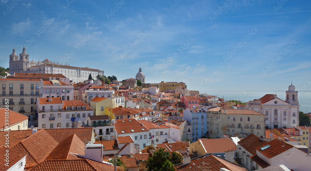 Lisbon cityscape, view of the Alfama old town, Portugal