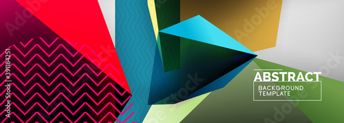 Low poly 3d geometric shapes, minimal abstract background. Vector illustrations for covers, banners, flyers and posters and other