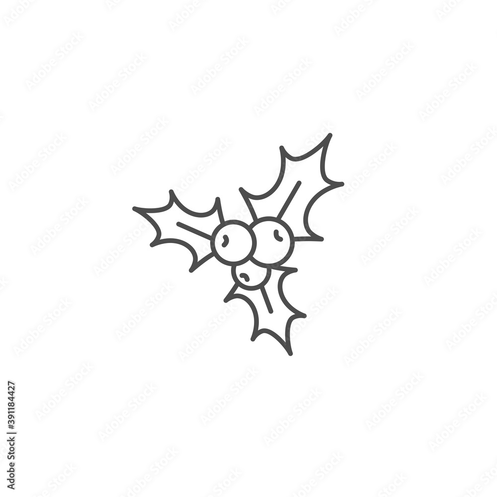 Holly berry black outline flat icon. Holly berry black outline flat icon.