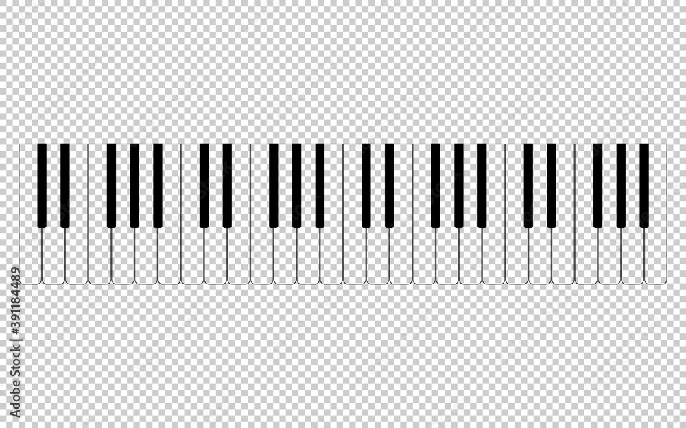 transparent piano keys on a transparent background. Isolated vector illustration. transparent piano keys on a transparent background. Isolated vector illustration.