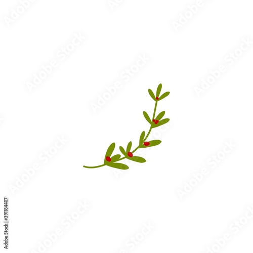 Holly berry hand drawn sprig icon. Christmas symbol vector illustration.