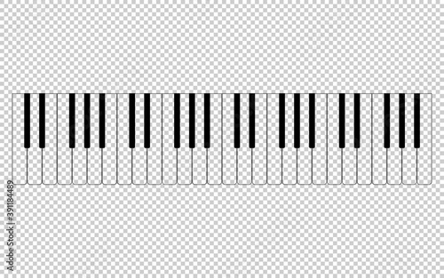 transparent piano keys on a transparent background. Isolated vector illustration.