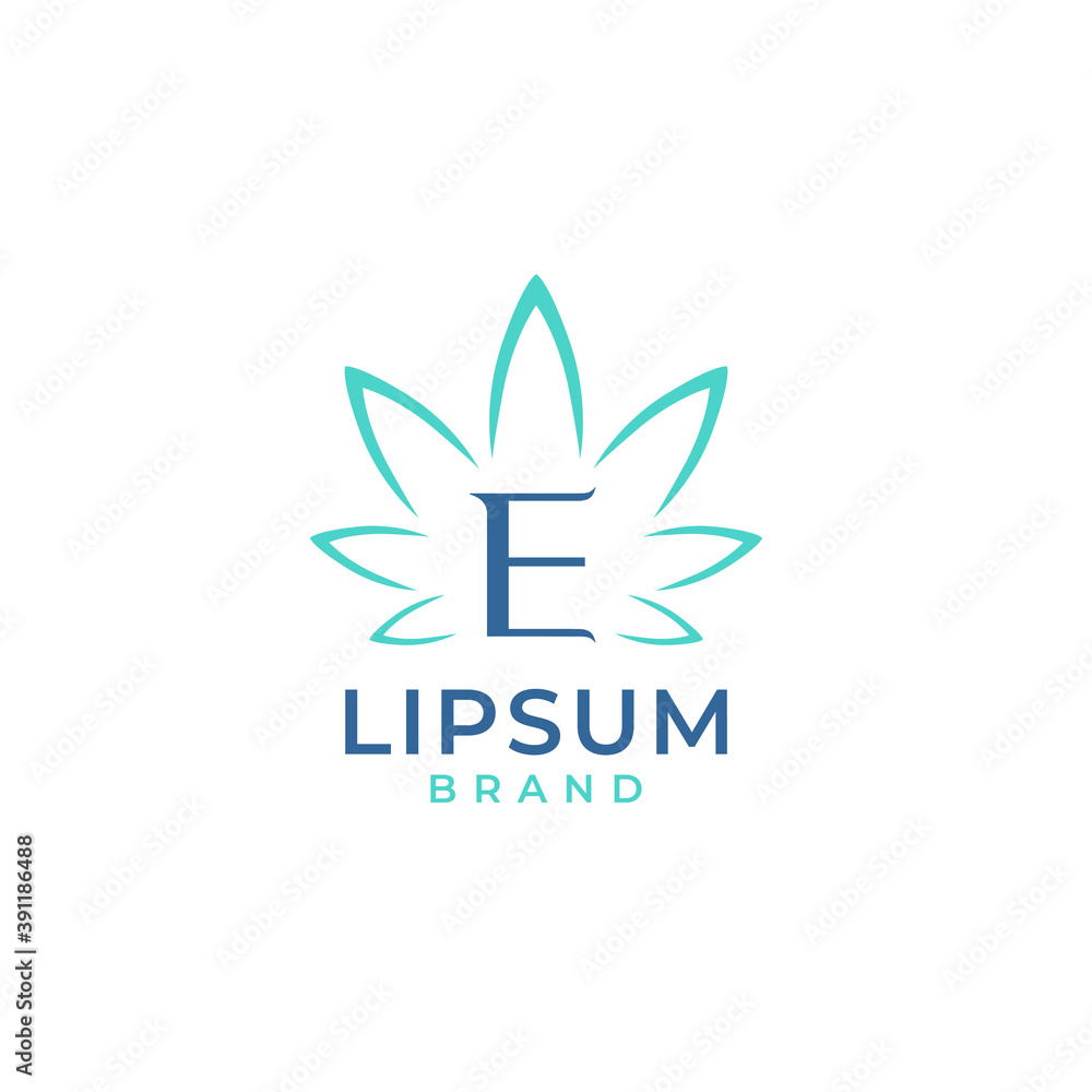 Cannabis Logo Design with letter E Logo Cannabis Logo Design with letter E Logo
