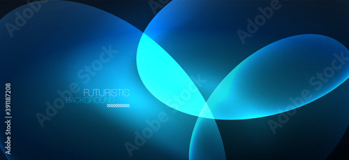 Neon ellipses abstract backgrounds. Shiny bright round shapes glowing in the dark. Vector futuristic illustrations for covers, banners, flyers and posters and other © antishock