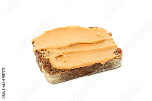 Sandwich with peanut butter isolated on white background
