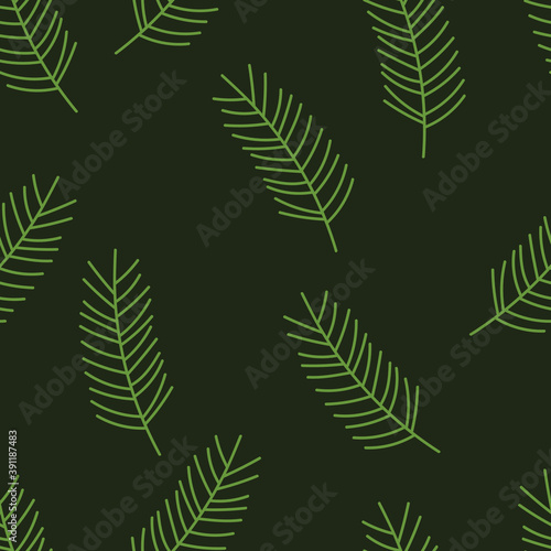 Christmas seamless pattern with pine branches. Cozy winter illustration for fabric  wrapping paper  scrapbooking  textile  banner  poster and other christmas design. Flat style hygge winter pattern.