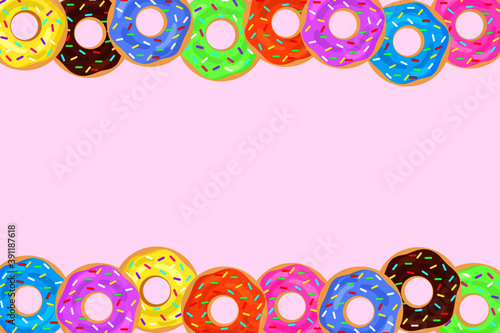 Sweet donut isolate on pink background.