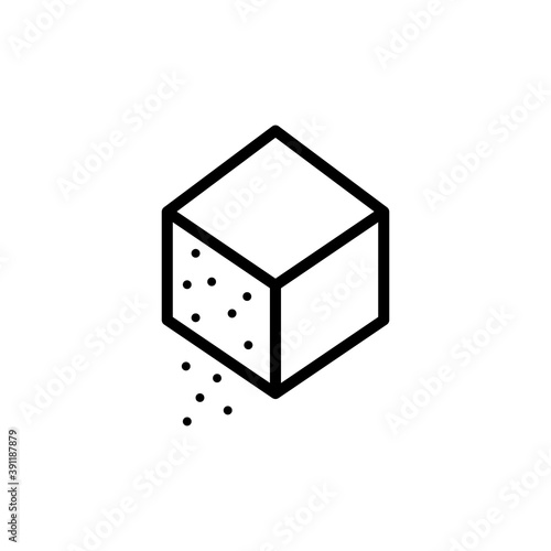 Sugar cane, cube flat line icon. Vector