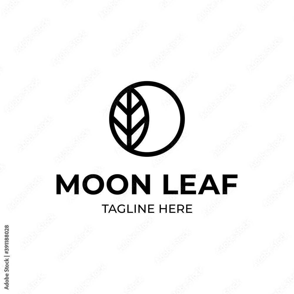 Vector Leaf Moon Logo Vector Leaf Moon Logo