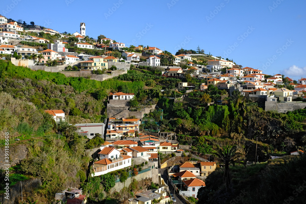 Hillside houses at Cancela, Funchal, Madeira Island, Portugal