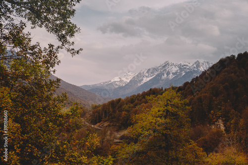 Autumn in High Mountains. Sochi, Russia. Krasnaya Polyana.