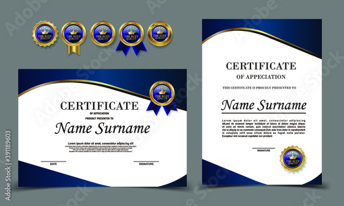 Certificate template. Diploma of modern design or gift certificate. Vector illustration.