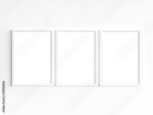 Mockup of three A4 white frames