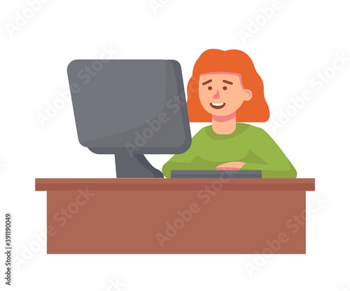 Girl with a computer. Communication in social networks, online learning, creativity.