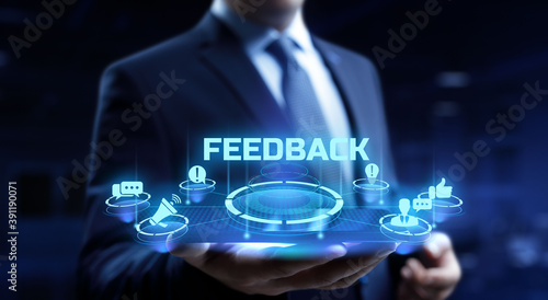 Feedback customer satisfaction business technology concept on vr screen.