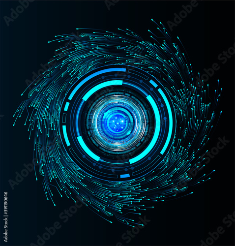 Blue eye cyber circuit future technology concept background