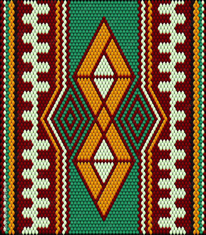 Fototapeta premium Ornament is made in bright, juicy, perfectly matching colors. Ornament, mosaic, ethnic, folk pattern.