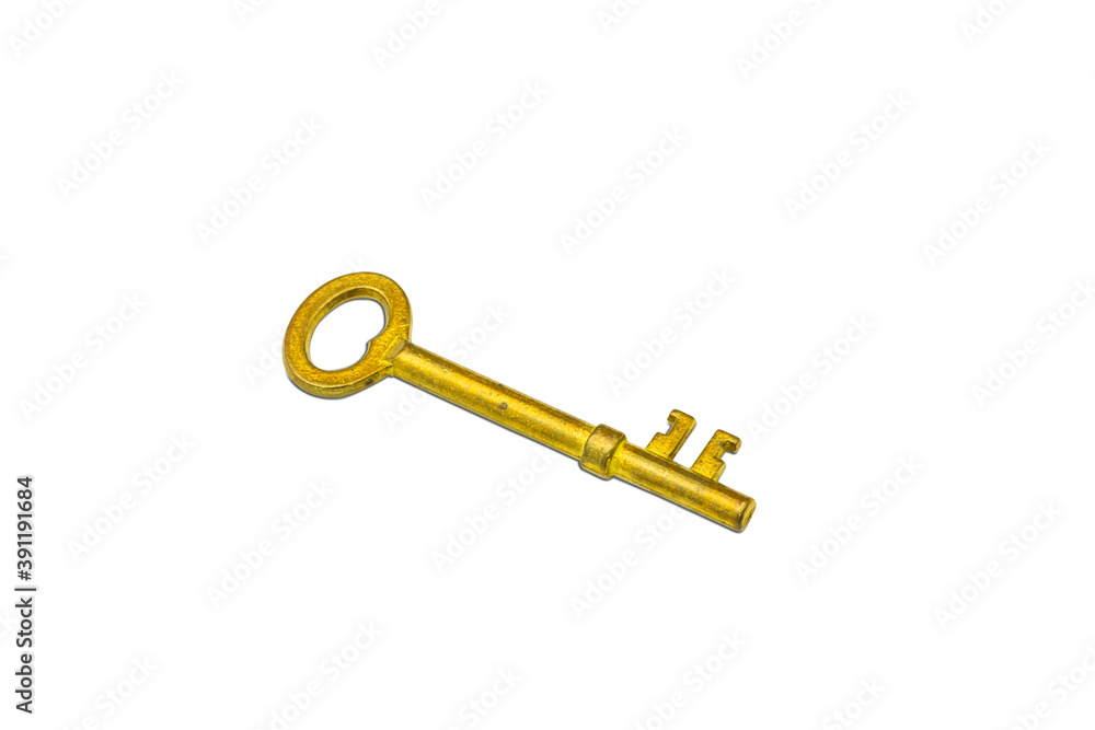 Gold color key metallic isolated on white background Gold color key metallic isolated on white background
