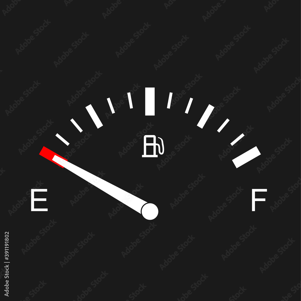 Empty Fuel tank indicator. Empty fuel meter, Vector Stock Vector