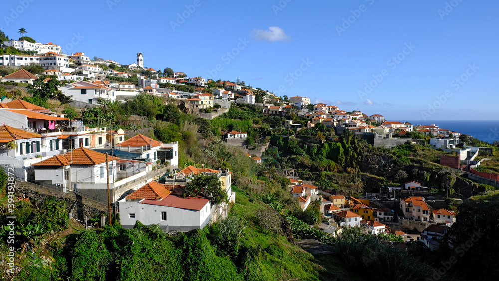 Hillside houses near Cancela, Funchal, Madeira Island, Portugal