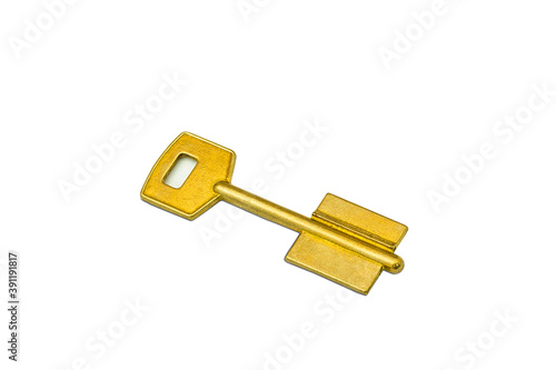 Gold color key metallic isolated on white background