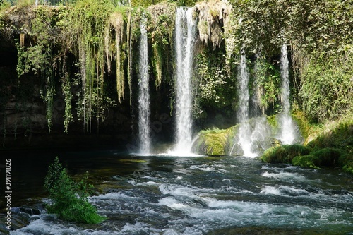 Fototapeta Naklejka Na Ścianę i Meble -  View of flowing Upper Duden Waterfalls in Antalya, Turkey.