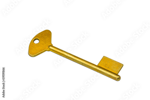 Gold color key metallic isolated on white background
