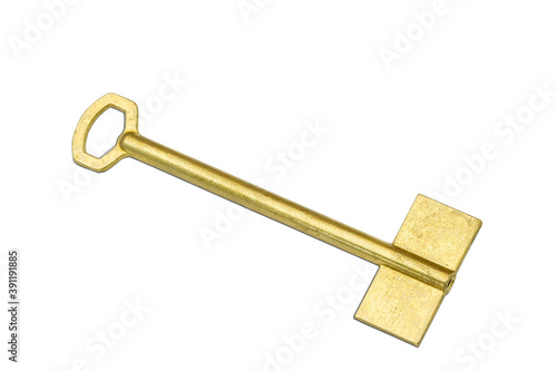 Gold color key metallic isolated on white background