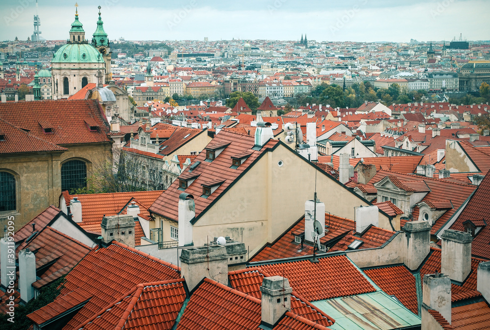 Obraz premium View of Prague roofs