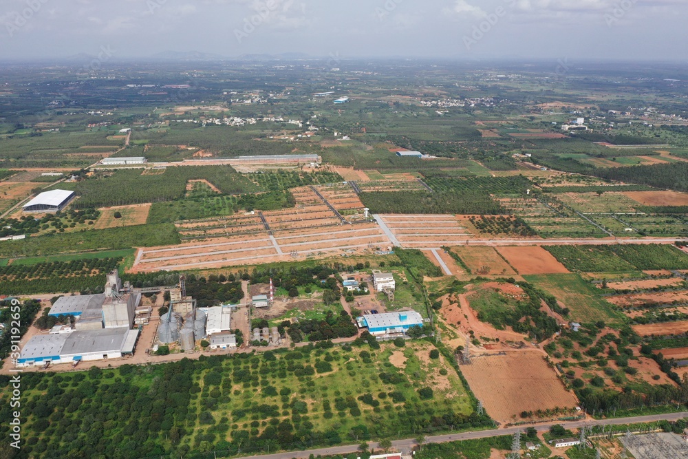 Aerial view of houses in Bengaluru outskirts