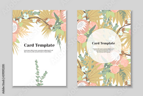 Set of 2 boho greting card templates  tender pastel colorls