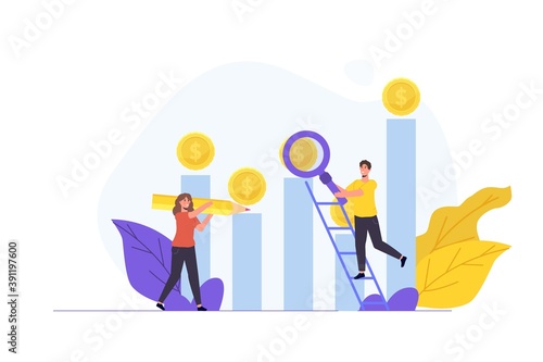 Investment opportunity searching concept. Vector illustration.