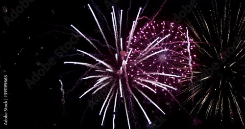 Real fireworks stock video colorful