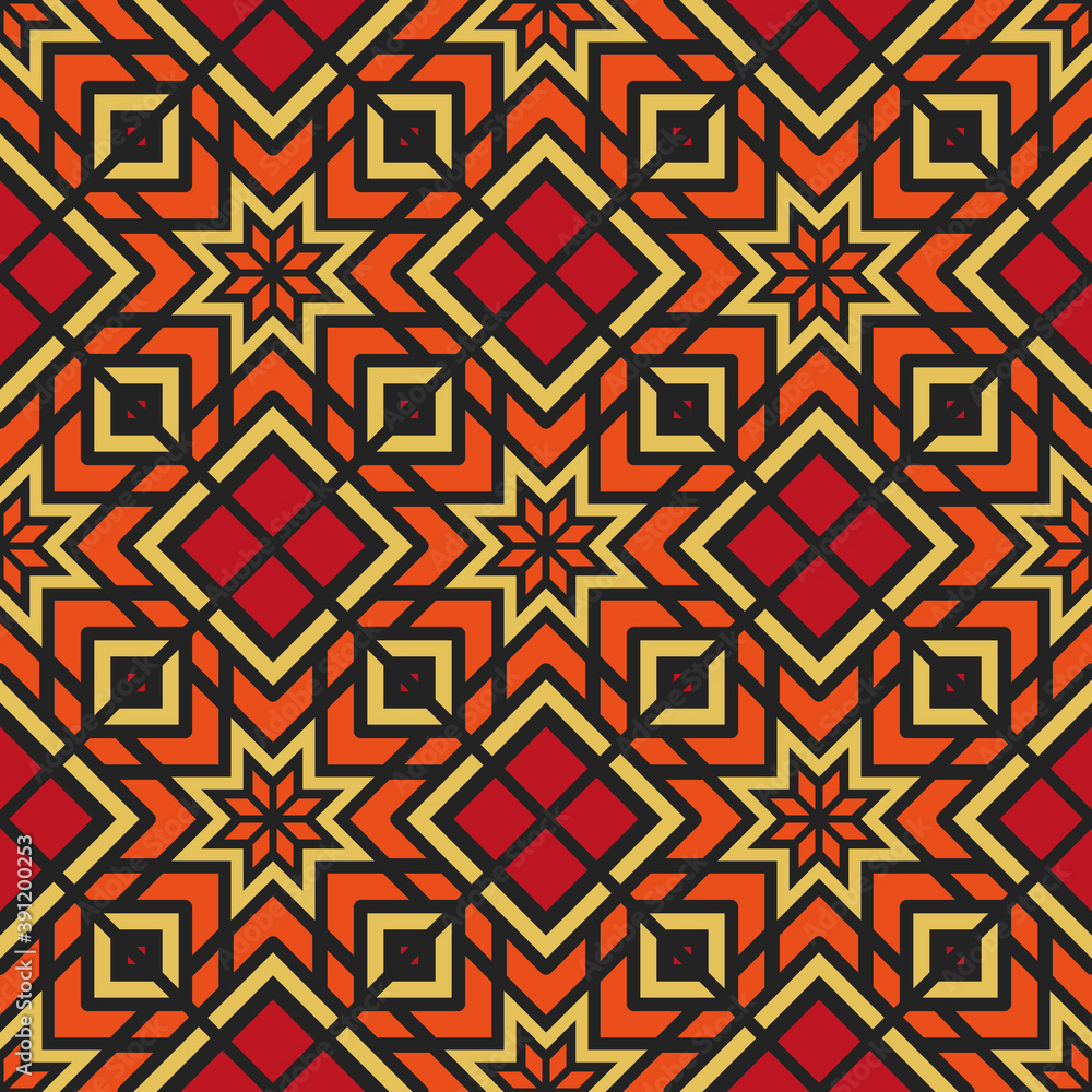 Seamless texture with golden arabic ornament. Vector oriental geometric ...