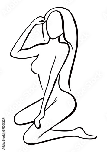 Lady in Sensual pose on the knees