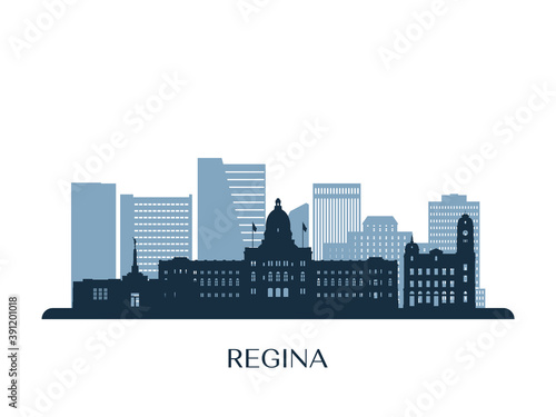 Regina skyline, monochrome silhouette. Vector illustration. photo