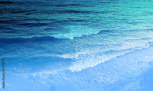 Beautiful big sea waves with foam in the black sea