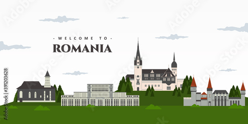 Panoramic view of Romania w...