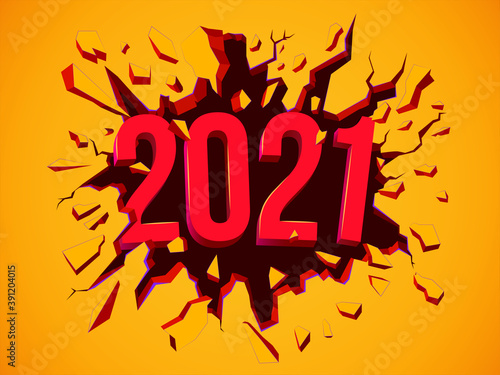 Happy New 2021 Year greeting card. Flyer, poster, invitation or banner for New Year's 2020