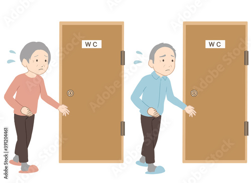 急いでトイレに行く　高齢者(線無し)