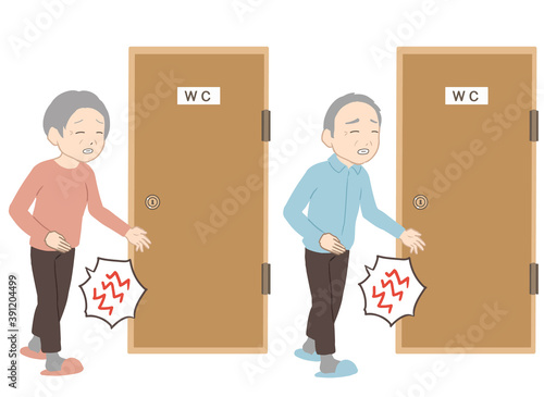 腹痛でトイレに行く　高齢者(線無し)
