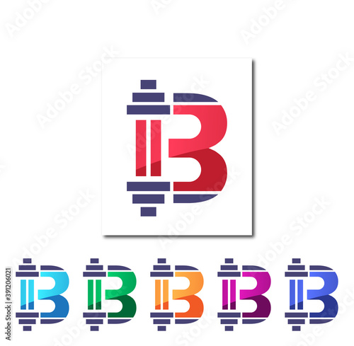 B Alphabet Fitness Creative Logo Design Concept