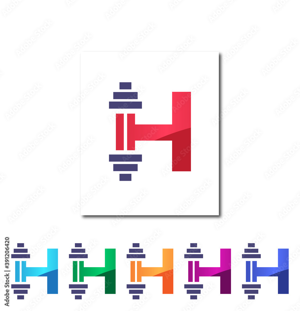 H Alphabet Fitness Creative Logo Design Concept H Alphabet Fitness Creative Logo Design Concept