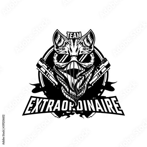 Esports Team Gaming Logotype - Team Extraordinaire Black & White