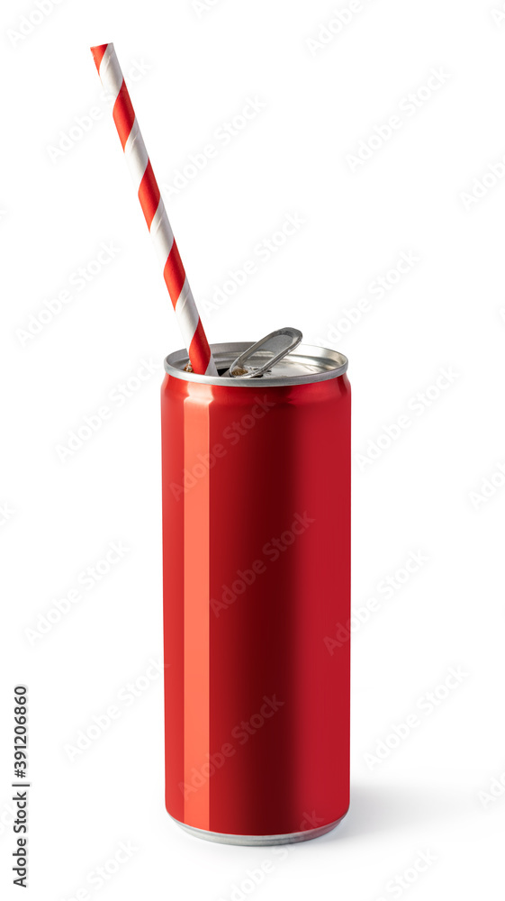 Obraz premium Red drink cans on white
