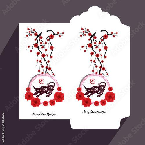 Envelopes for Happy chinese new year and luna new year 2021, year of the Ox