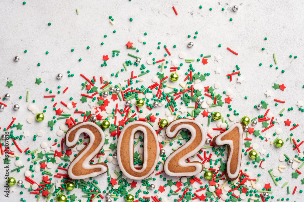 Gingerbread New Year cookies in the form of numbers 2021 Gingerbread New Year cookies in the form of numbers 2021