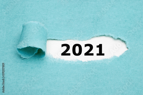 New Year 2021 Ripped Blue Paper Concept