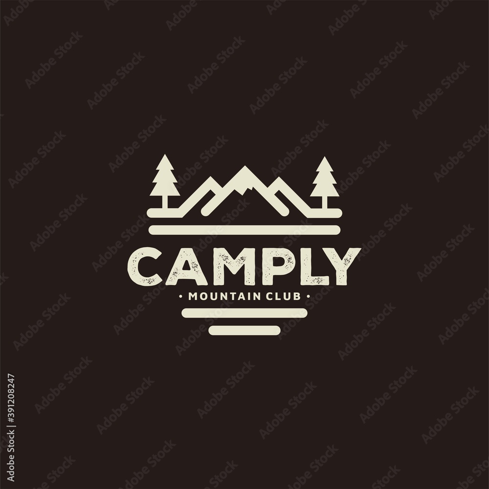 Mountain for Outdoor Adventure Emblem Logo design inspiration Hiking, , Badges, Banners, Emblem For Mountain, Hiking, Camping, Expedition And Outdoor Adventure. Exploring Nature vintage mountain logo